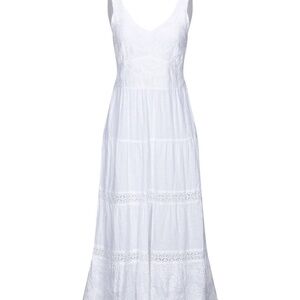 White Embroidered linen Lace Maxi Dress, size 42 (6)